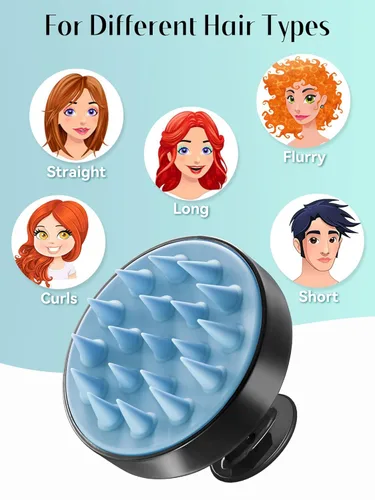 Miniatura 6 de HEETA Masajeador de cuero cabelludo para el crecimiento del cabello, cepillo de champú de silicona suave para el cuero cabelludo y exfoliación