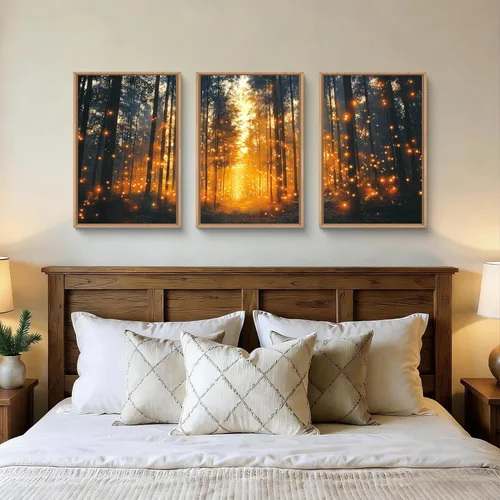 Miniatura 23 de Aryroi Juego de arte de pared en lienzo abstracto grande con marco floral, estilo bohemio, retro, neutro, flores silvestres, arte botánico de flores