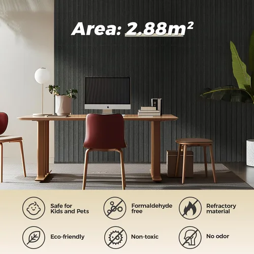 Miniatura 4 de Paquete de 4 paneles de pared acústicos de doble capa grandes autoadhesivos, 47.2 x 23.6 x 0.71 pulgadas, panel de pared insonorizado, barrera