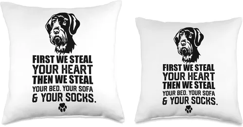 Miniatura 3 de funny German Wirehaired Pointer Almohada alemana con diseño de corazón de puntero de pelo sintético, 16 x 16 pulgadas, multicolor