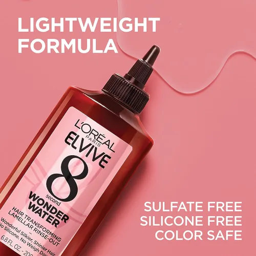 Miniatura 6 de L'Oreal Paris Elvive 8 Second Wonder Water Lamelar, enjuaga tratamiento hidratante para cabello sedoso y brillante, 6.8 onzas líquidas