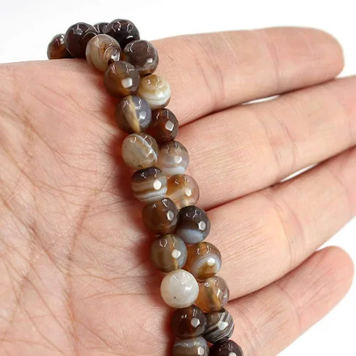 Miniatura 4 de Joyería Artesanía Natural 6 8 10 0.472 in redondo facetado ágata piedras preciosas sueltas DIY hilo 15" (0.236 in, ágata de ónix negro)