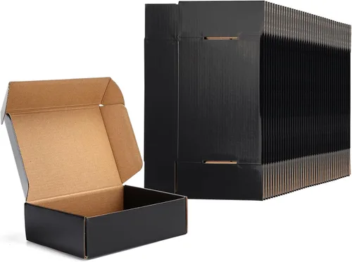 Miniatura 9 de EXYGLO Paquete de 40 cajas de envío de 6 x 4 x 3 pulgadas, cajas de cartón corrugado negras para embalaje de pequeñas empresas, mudanza, envío