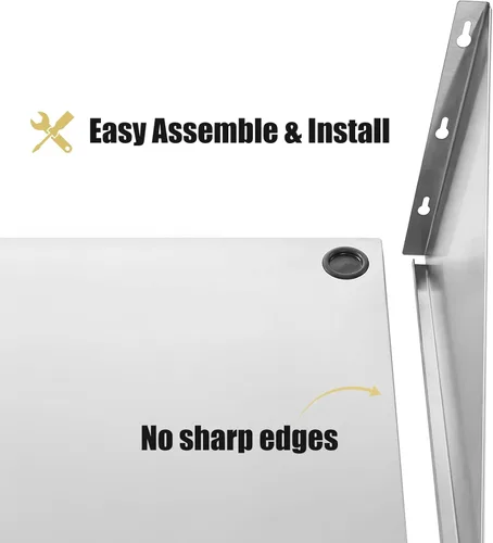 Miniatura 6 de Hally Estante de acero inoxidable para microondas, 18 x 24 pulgadas, 185 libras, NSF comercial de metal resistente para montaje en pared, estantería