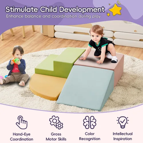 Miniatura 8 de Bloques de escalada de espuma de 4 piezas para niños pequeños, gimnasio de escalada para bebés con espuma de ultra alta densidad para gatear