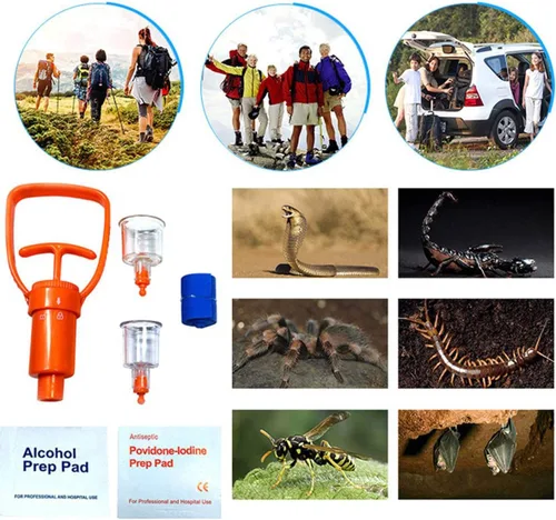 Miniatura 4 de Kit para Mordedura de Serpiente, Kit para Picadura de Abeja, Suministros de Primeros Auxilios de Emergencia, Bomba de Succión Extractora de Veneno