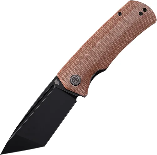 Miniatura 5 de Petrified fish PFP01T Beluga, hoja negra lavada a la piedra K110 de 3.58 pulgadas, mango de micarta de 5.54 oz con cerradura frontal Flipper Liner