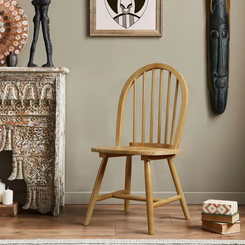 Miniatura 2 de POWERSTONE Juego de 2 sillas de comedor, sillas Windsor de madera con respaldo de husillo, silla de comedor de granja, silla de cocina, silla