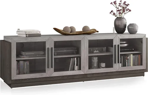 Miniatura 7 de BELLEZE Soporte de TV de 70" para televisores de hasta 75", gabinete de TV moderno y centro de entretenimiento con estantes, gabinete