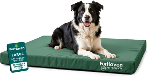Miniatura 26 de Furhaven Cama ortopédica resistente al agua para perros grandes con funda extraíble lavable, para perros de hasta 95 libras – Colchón de lona Oxford