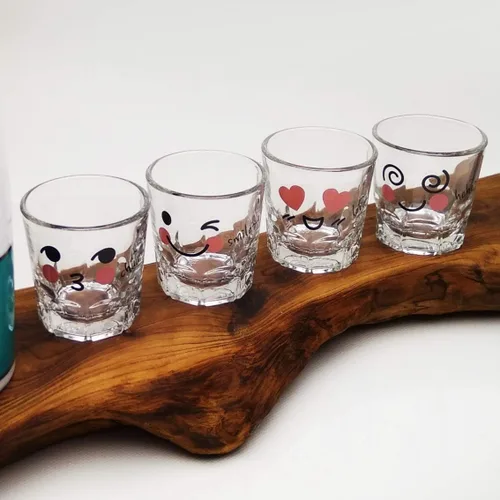 Miniatura 7 de LENITH ] Juego de vasos de chupito coreanos Soju, 1.7 onzas, vidrio transparente con carácter, vidrio en forma de corazón para whisky, tequila