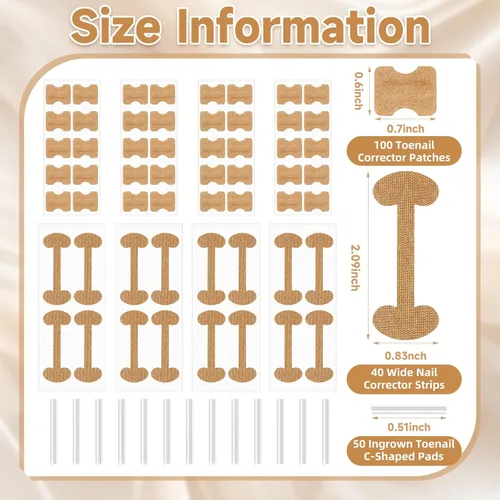 Miniatura 3 de Kit corrector de uñas encarnadas de 201 piezas con tiras de corrección transpirables, parches de uñas curvas, herramientas levantadoras de uñas
