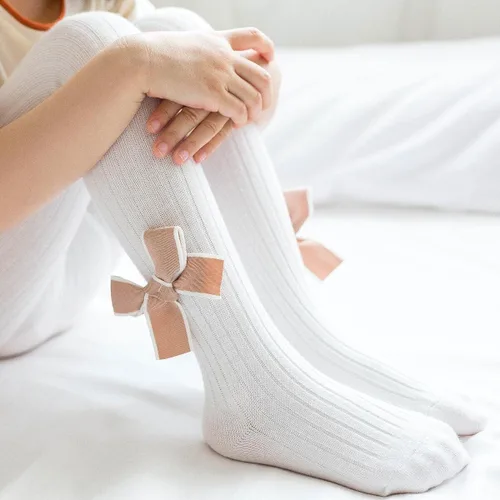 Miniatura 5 de vanberfia 2-8 T - Mallas de punto trenzado para niñas, medias de algodón para bebés, paquete de 3