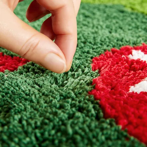 Miniatura 4 de Lindas alfombras navideñas de Ouyattle para baño, tapete antideslizante lavable, verde, con renos de Grinch, divertido tapete de Navidad de 2x3