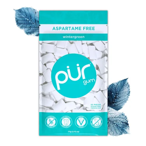 PUR Gum | Chicle sin aspartamo | 100% xilitol | Chicle natural con sabor a menta fresca, 55 piezas (paquete de 1)