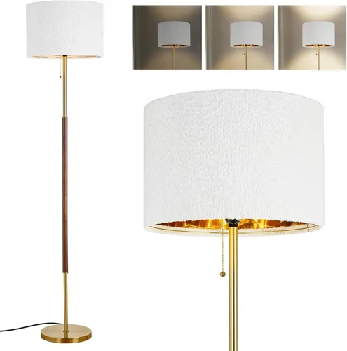 Miniatura 11 de Lámpara de pie para dormitorio, lámparas de pie de granja para sala de estar, lámpara de poste de mediados de siglo, pantalla de lámpara de lino