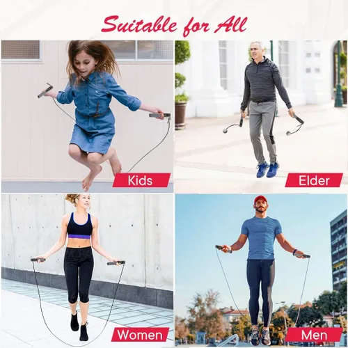 Miniatura 7 de Cuerda de saltar, cuerda de saltar con peso para fitness, cuerda de saltar con contador, asas pesadas, longitud ajustable, cuerda de salto