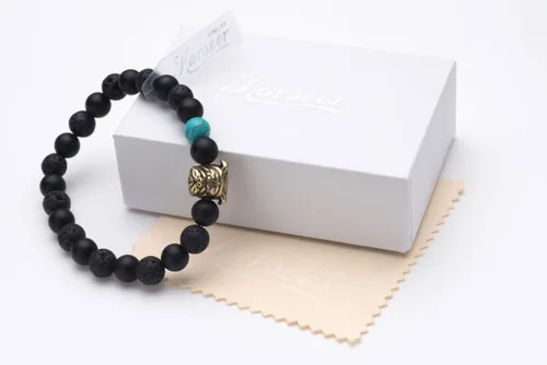 Miniatura 5 de Karseer Pulsera de perlas de ónix natural y roca de lava para perro, regalo de amistad, unisex