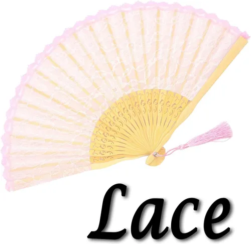 Miniatura 9 de OMyTea® Abanicos plegables de mano para mujer "Sexy Lace 8.66" con marco de bambú, con una funda de tela para protección para regalos, estilo retro