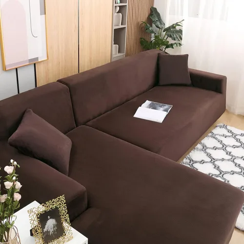 Miniatura 9 de MIFXIN Funda para sofá en forma de L, 2 piezas, fundas elásticas de felpa elástica para sofá seccional, protector de muebles en forma de L