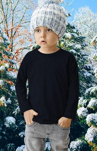 Miniatura 2 de Brix Camiseta de manga larga para niños pequeños, paquete de 4 camisetas de algodón sin etiquetas.