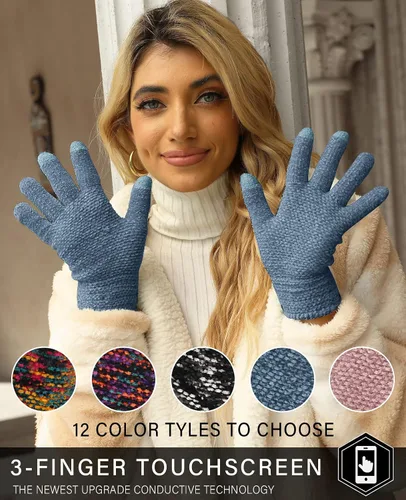 Miniatura 5 de FZ FANTASTIC ZONE Womens Winter Touchscreen Gloves for Cold Weather, Chenille Warm Knit Gloves