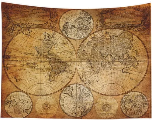 Miniatura 9 de CAPSCEOLL Tapiz de mapa del mundo para colgar en la pared, tapiz blanco y negro para decoración del hogar, 40 x 30 pulgadas, mapa para habitación