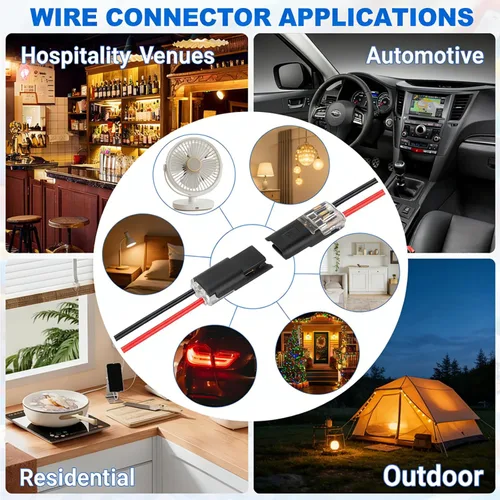 Miniatura 6 de Kit de conectores de cable, conector de tira de bloqueo enchufable de doble cable, conectores eléctricos de conexión rápida con hebilla de bloqueo