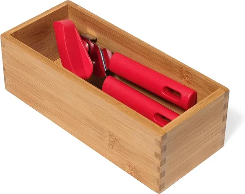 Miniatura 7 de Lipper International Caja de almacenamiento de madera de bambú para utensilios de cocina, maquillaje o suministros de oficina, 4 x 9 1/4 x 3 pulgadas