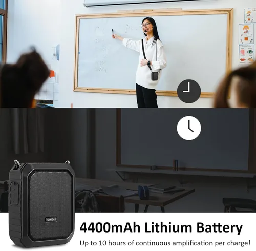 Miniatura 4 de Amplificador de voz personal para profesores - Altavoz portátil con micrófono de auriculares con cable de 18 W, impermeable, IPX5, cintura mejorador