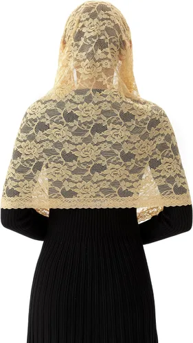 Miniatura 5 de PAMOR Infinity Chapel Veil Floral Latin Mass Head Cover Lace Scarf Mantilla Velos para Iglesia