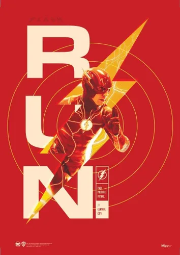 Miniatura 12 de MIGHTYPRINT DC Comics - The Flash - Michael Keaton Batman Worlds Collide - Arte de pared duradero de 17 x 24 pulgadas, no hecho de papel