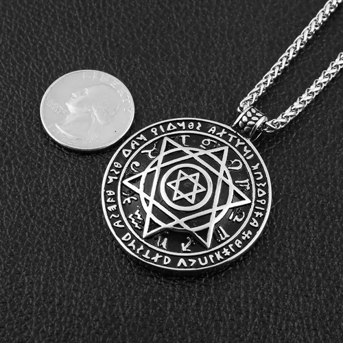 Miniatura 4 de HZMAN Talisman Seal Solomon - Collar de acero inoxidable con colgante de constelación de estrella de seis puntas con dije de estrella 12 + cadena