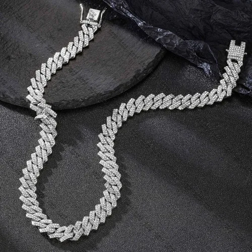 Miniatura 5 de Xikui Collares de cadena cubana, diamantes brillantes de Miami, joyería de hip hop, cadenas de eslabones cubanos de plataoro para hombres y mujeres