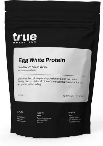 True Nutrition Proteína de clara de huevo en polvo - 24g de proteína de huevo no transgénica por porción - Baja en carbohidratos, baja en grasa,