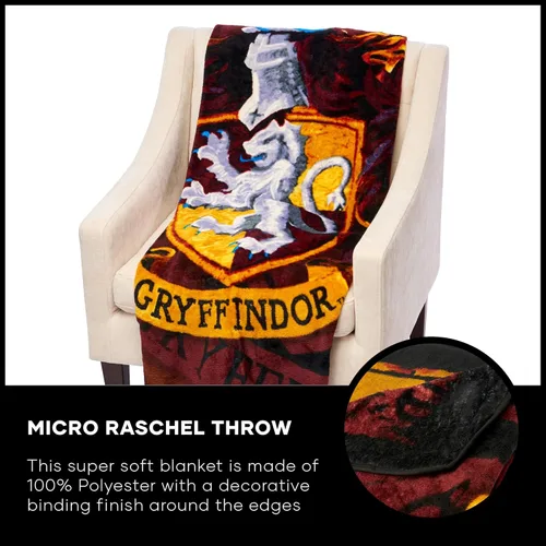 Miniatura 7 de Northwest Manta de micro Raschel de Harry Potter, ligera y transpirable para sofá, acogedora para todas las estaciones, 46 x 60 pulgadas, bandera