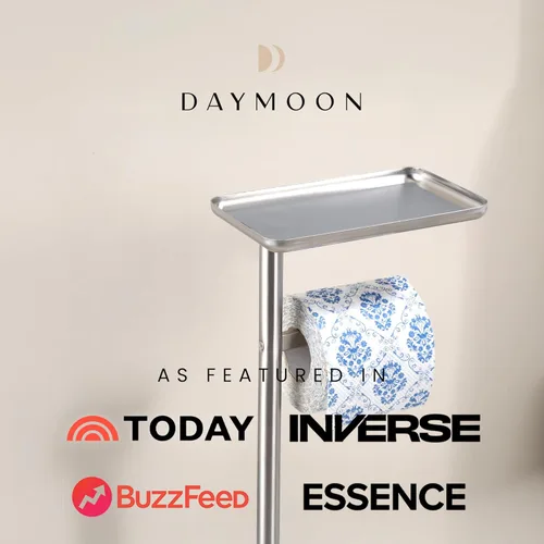 Miniatura 6 de Day Moon™ Soporte de papel higiénico de níquel cepillado Soporte de papel higiénico independiente con almacenamiento - Soporte de papel higiénico