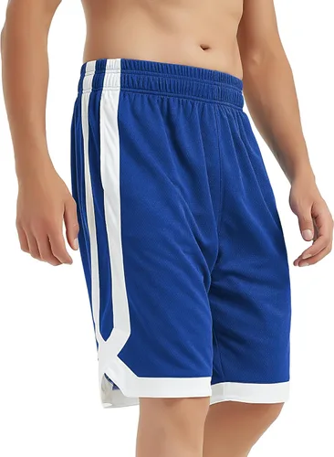 Miniatura 14 de TopTie Pantalones cortos de baloncesto de malla de 7 pulgadas con bolsillos para hombre, pantalones cortos deportivos activos de 2 tonos, pantalones