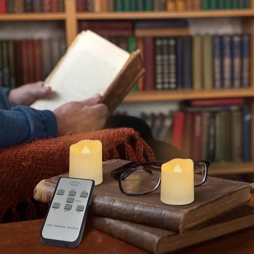 Miniatura 4 de Daord Velas de té recargables LED USB sin llama, velas votivas blancas cálidas con control remoto, velas parpadeantes con pilas para decoración