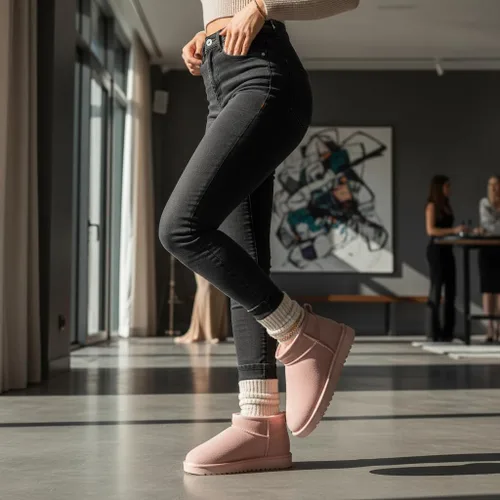 Miniatura 130 de CUSHIONAIRE, Hip 2 - Botas de nieve de gamuza auténtica para mujer, sin cordones, con cómodo forro de piel de oveja sintética + espuma viscoelástica