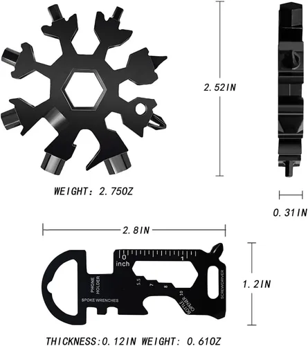 Miniatura 5 de Multiherramienta de copo de nieve 18 en 1 y herramienta de tarjeta 8 en 1, rellenos de calcetín para hombres, regalos de Navidad, multiherramientas
