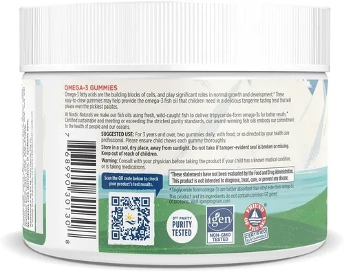 Miniatura 5 de Nordic Naturals Gomitas Nordic Omega-3, mandarina, 60 gomitas – 82 mg de Omega-3 total con EPA y DHA – Sin OMG – 30 porciones