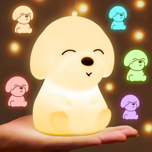 Luz nocturna para niños | 16 colores y 2 niveles de brillo y temporizador de 30/60 minutos y silicona suave y uso de 10 horas | Bonita luz nocturna