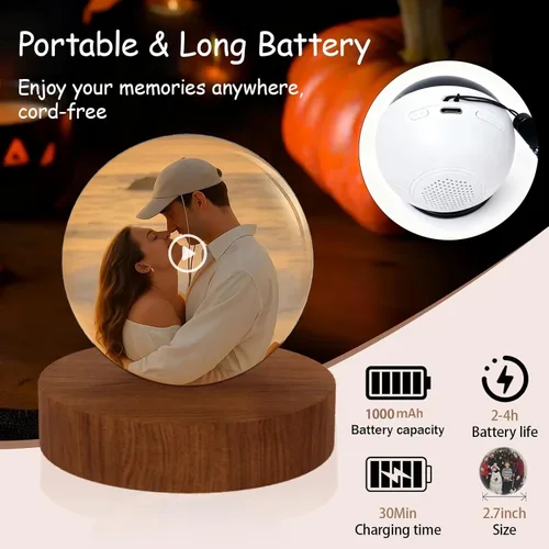 Miniatura 4 de Lámpara de memoria 3D 2026, reproductor de video de bola de cristal de 2.7 pulgadas, videos y fotos personalizables, reproductor de video de bola