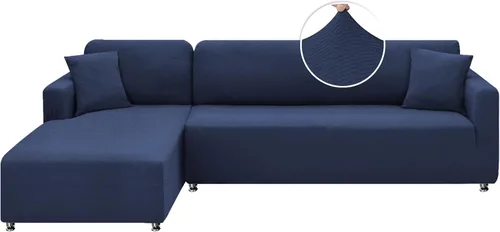 Miniatura 11 de XINEAGE Funda de sofá modular de alta elasticidad en forma de L, 2 piezas antideslizante con protector de muebles con 2 fundas de almohada