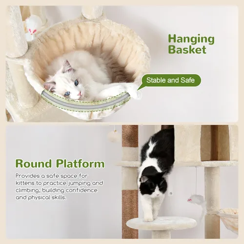 Miniatura 5 de Globlazer Árboles y Torres para Gatos para Múltiples Gatos Adultos, Torre de Árbol para Gatos XXL Alta de 82 Pulgadas para Gatos