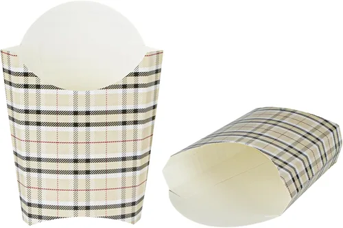 Miniatura 33 de Restaurantware Bio Tek - Taza de papas fritas desechables de 4.7 x 3.5 x 5.1 pulgadas, 100 vasos desechables para refrigerios, papel azul y blanco