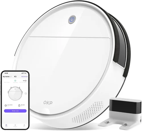 Miniatura 11 de OKP Robot Aspirador y Fregona Combo K5 Ultra Pequeño Limpiador Robótico con Navegación ToF LiDAR, 6000 Pa de Succión, Control WiFi/App/Alexa, 170