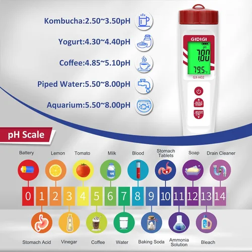Miniatura 4 de Probador de agua de hidrógeno, medidor de ORP GIDIGI - Medidor digital de pH para probar agua potable, detector electrónico de temperatura de pH PPM
