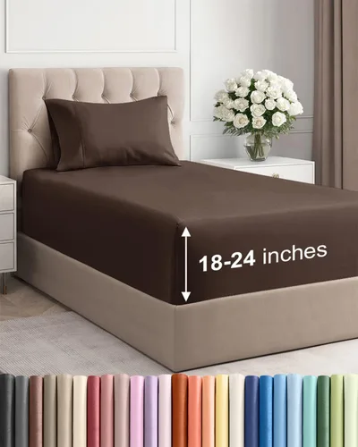 Miniatura 101 de Sábanas King divididas con bolsillos extra profundos, sábanas transpirables y refrescantes de 5 piezas, sábanas de lujo para hotel, suaves, sin 22